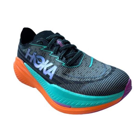 Hoka One One Women’s Size 8.5 D Wide Mach X 2 Black Electric Aqua 1162410 BCQ - Picture 1 of 10
